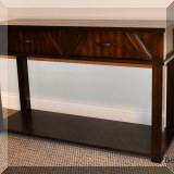 F21. Two-drawer console table. 29”h x 48”w x 16”d 